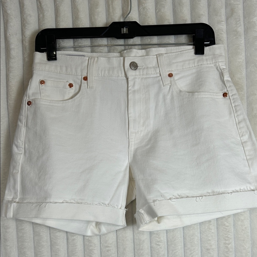 GAP White Denim Shorts 5" Inseam 5 Pocket Mid Rise Jean  Shorts Size 4/27